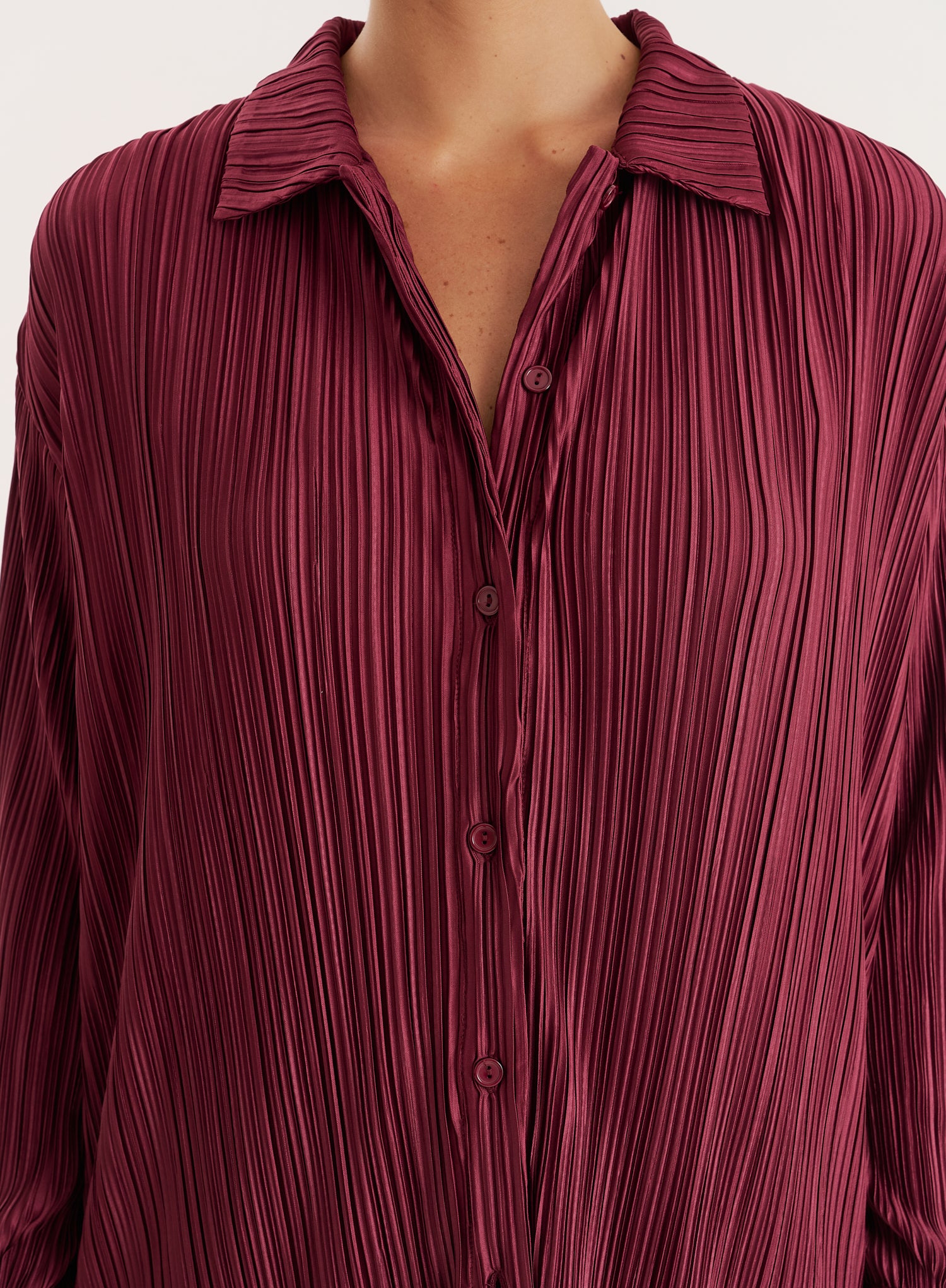 Burgundy Plisse Shirt